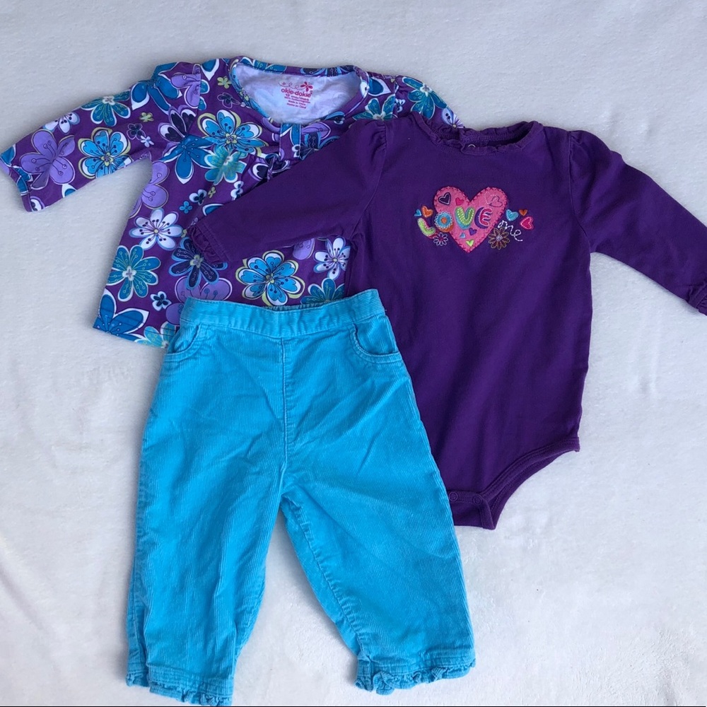 Okie Dokie Baby Girl Matching Set Size 12M - Picture 2 of 3